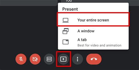 how to present a screen on google meet