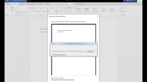 how to print a word document using Office 365 - YouTube