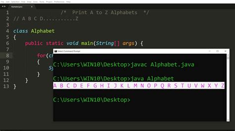 how to print alphabet to z in java YouTube