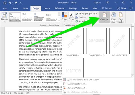 how to print watermark in word