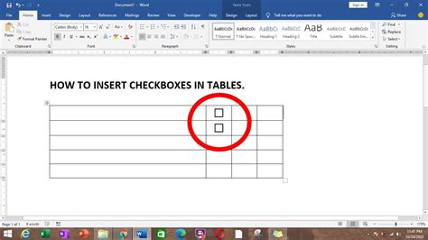 how to put check boxes in word