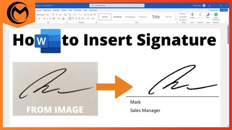 how to put handwritten signature in word