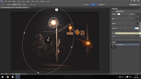 how to put light in photoshop