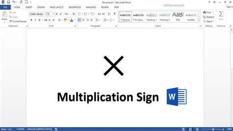 how to put multiplication sign in word