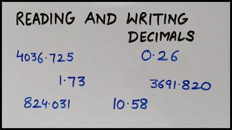 how to read decimal numbers in words