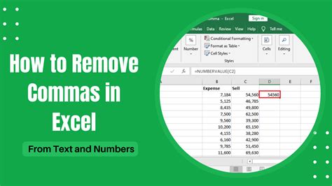 how to remove a comma in excel
