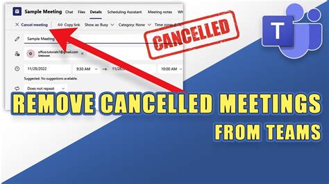 how to remove cancelled meetings from teams