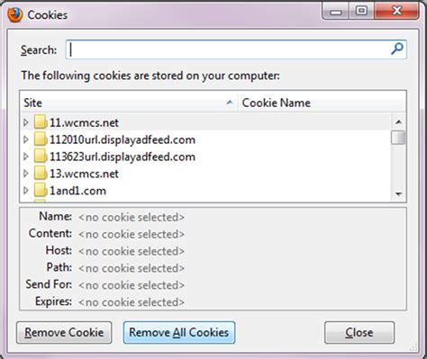 how to remove cookies in mozilla