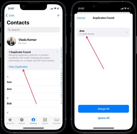 how to remove duplicate contact in iphone