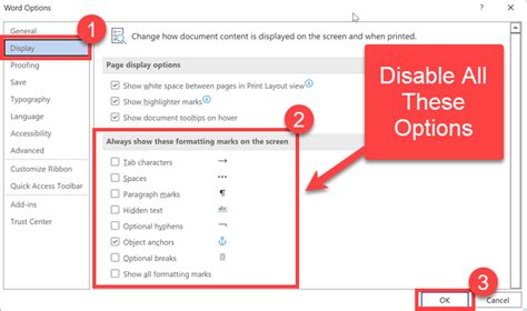 how to remove editing marks in word