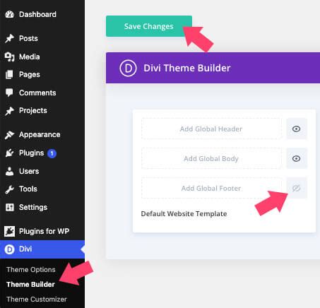how to remove footer in divi