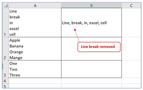 how to remove line breaks in excel
