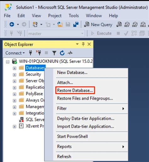 how to restore database in sql server