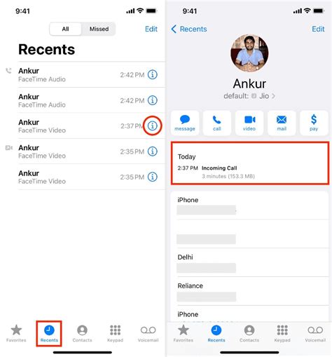 how to retrieve facetime call history
