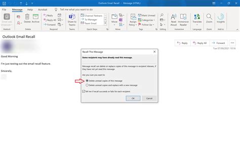how to revoke a mail in outlook