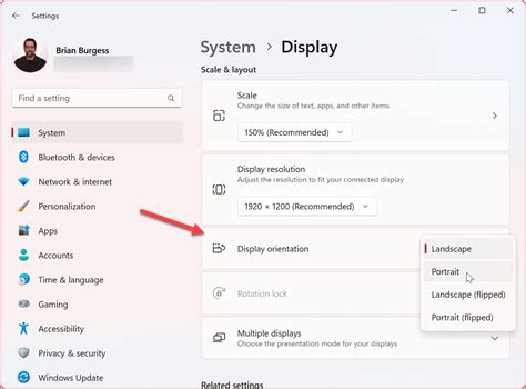 how to rotate display in windows