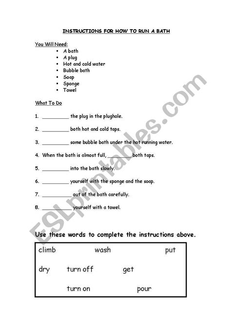 how to run a bath instructions