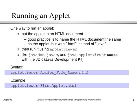 how to run applet in html page