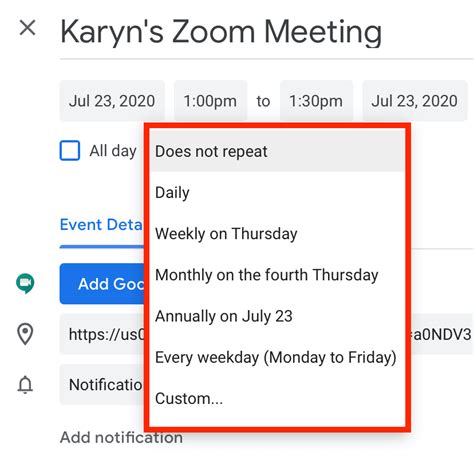 how to save a recurring zoom meeting link