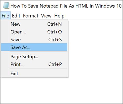 how to save html document in notepad