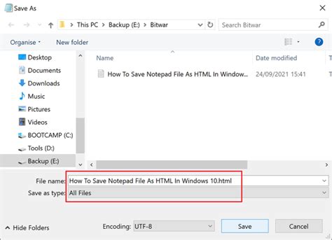 how to save notepad file