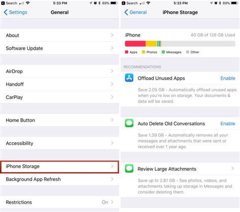 how to save storage in iphone