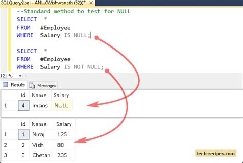 how to search null values in sql