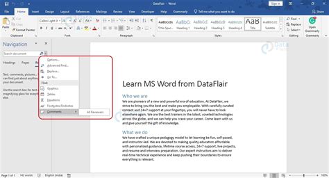 how to search words in a document