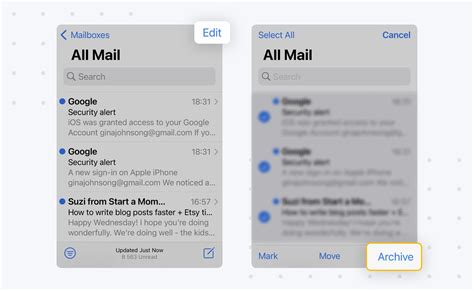 how to see archived mail in iphone