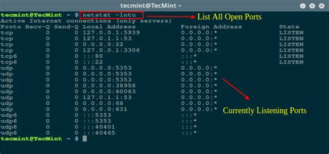 how to see open ports in linux