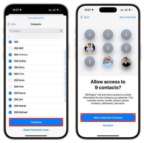 how to select contacts in iphone