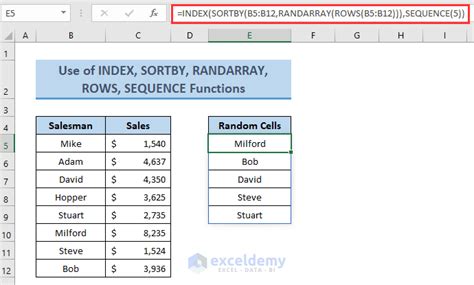 how to select random data in excel