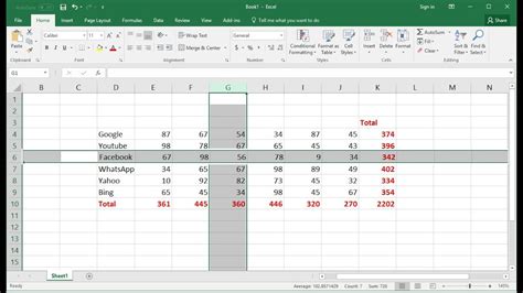 how to select total column in excel