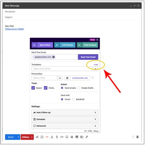 how to send html mail in gmail