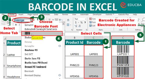 how to set barcode in excel