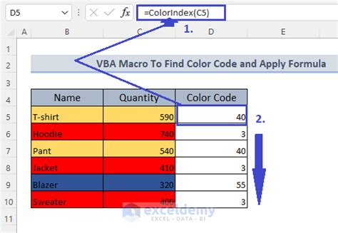 how to set color formula in excel