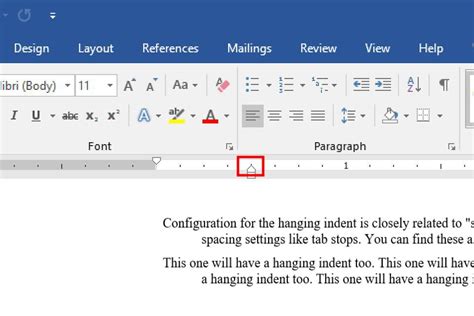 how to set hanging indent in word