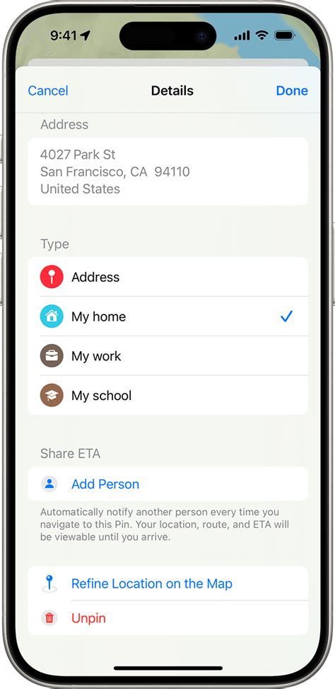 how to set home in maps iphone