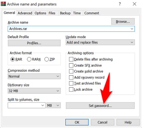 how to set password in zip folder
