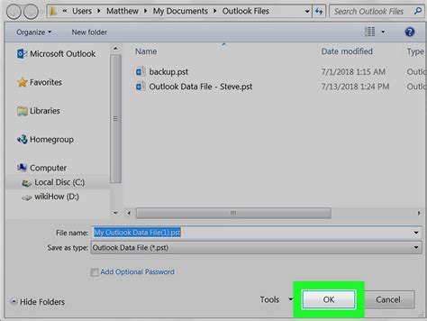 how to set pst in outlook