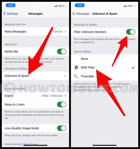 how to setup spam filter on iphone