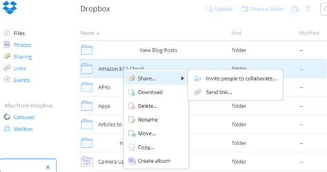 how to share a folder in dropbox