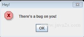 how to show error message in java