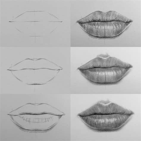 how to sketch lips step by step videos