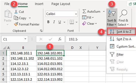 how to sort addresses in excel