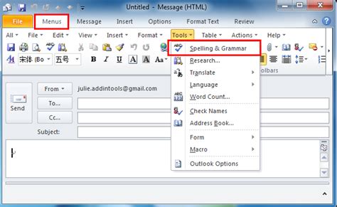 how to spell check in outlook express
