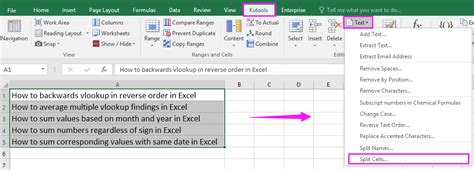 how to split sentence in excel