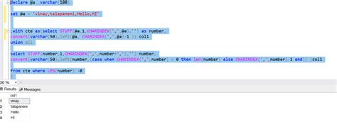 how to split text in sql