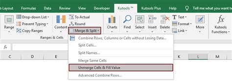 how to split unmerged cells in excel