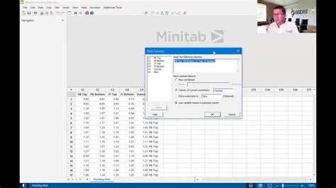 how to stack data in minitab
